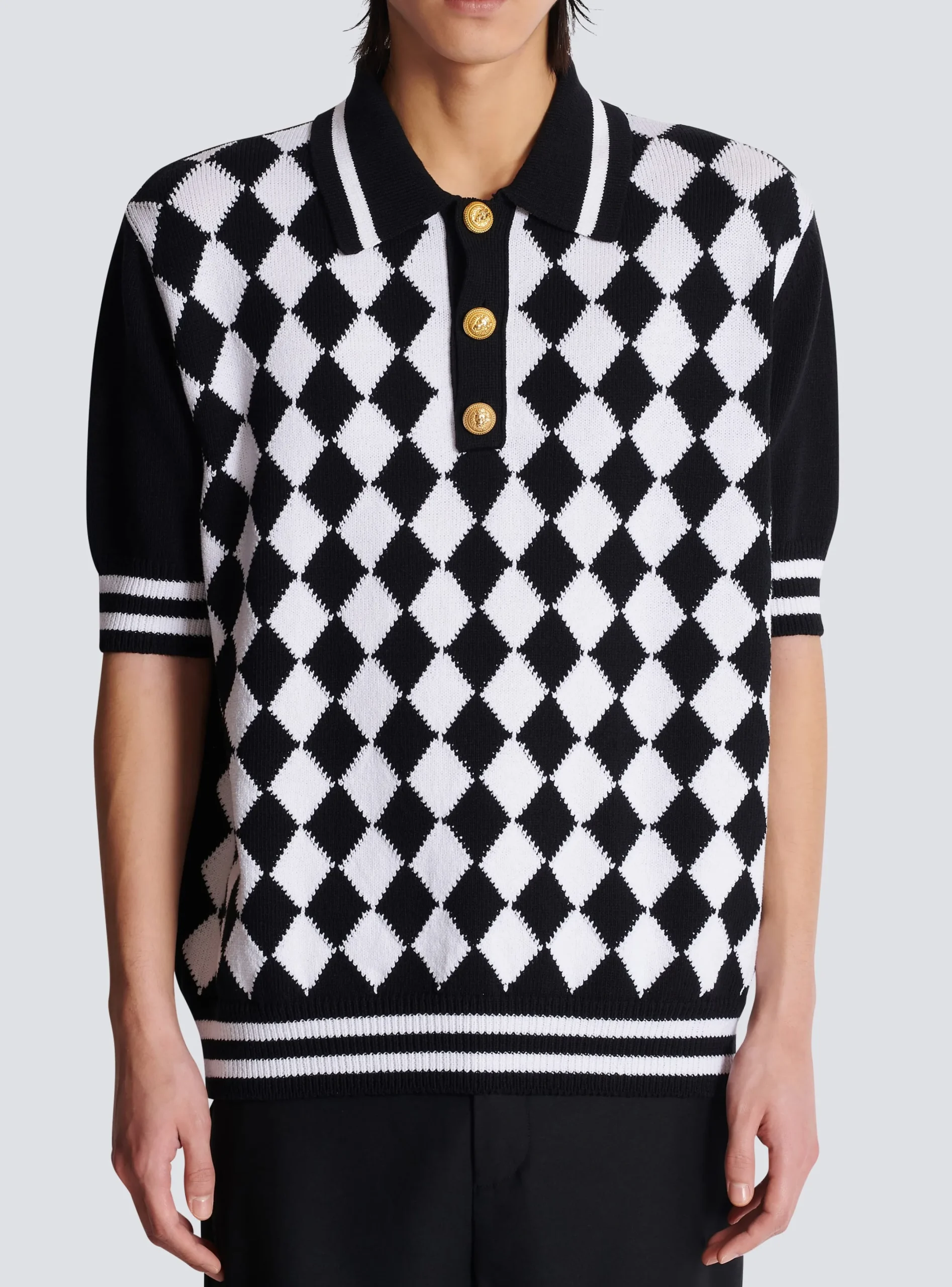Cheap Diamond Polo Shirt In Two-tone Cotton Knitwear|Shirts And Polos