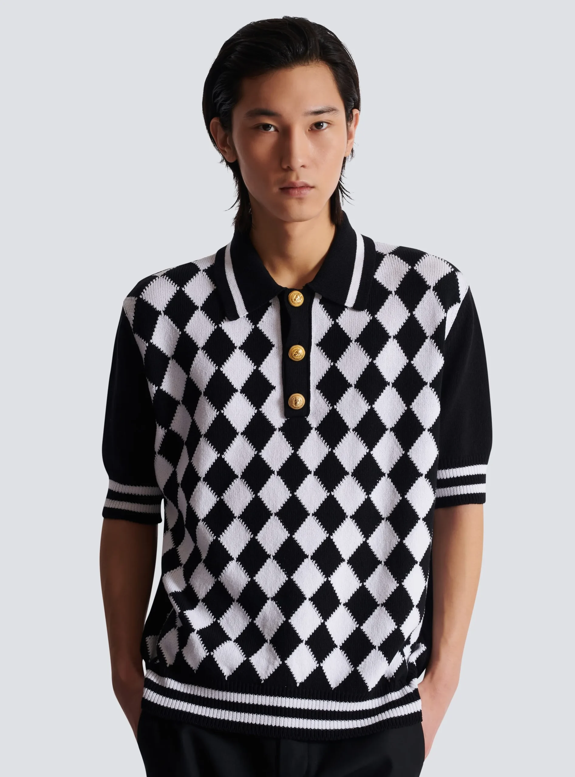 Cheap Diamond Polo Shirt In Two-tone Cotton Knitwear|Shirts And Polos