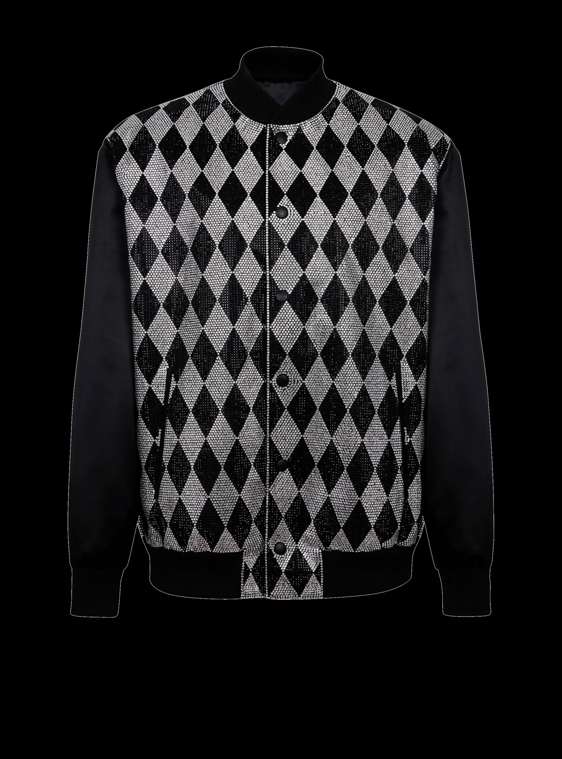 Clearance Diamond Satin Bomber Jacket With Rhinestones Outerwear