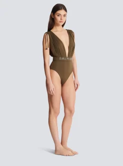 Cheap Draped Swimsuit Women Swimwear