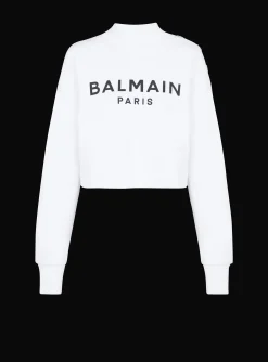 New Eco-responsible Cotton Cropped Sweatshirt With Logo Print Women Sweatshirts