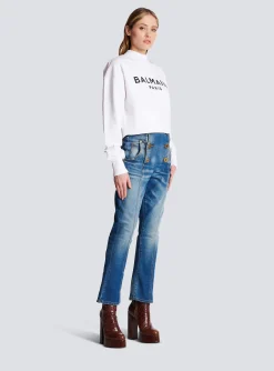 New Eco-responsible Cotton Cropped Sweatshirt With Logo Print Women Sweatshirts