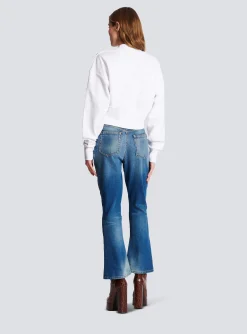 New Eco-responsible Cotton Cropped Sweatshirt With Logo Print Women Sweatshirts