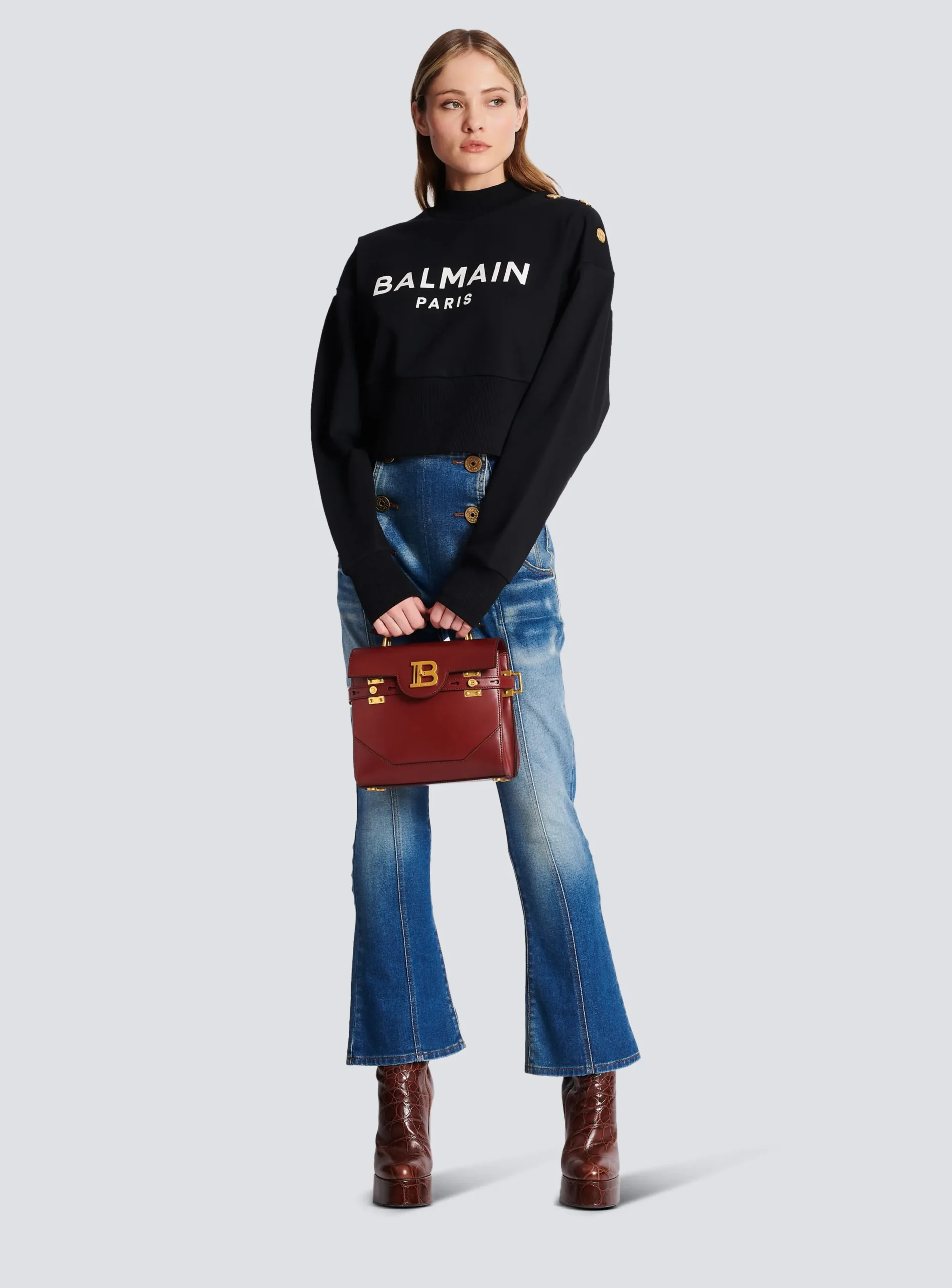 Fashion Eco-responsible Cotton Cropped Sweatshirt With Logo Print Women Sweatshirts