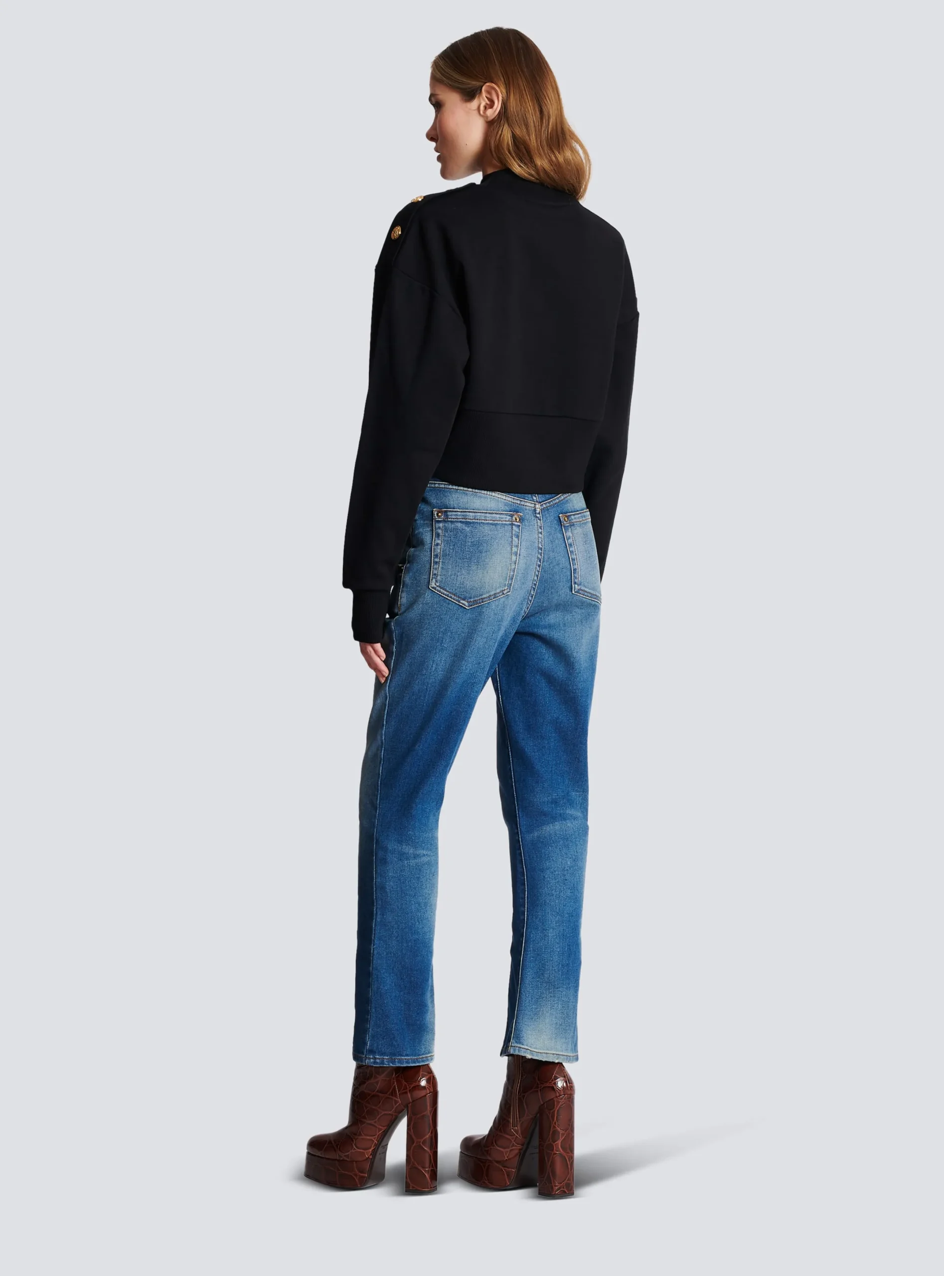 Fashion Eco-responsible Cotton Cropped Sweatshirt With Logo Print Women Sweatshirts