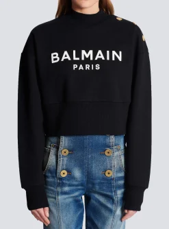 Fashion Eco-responsible Cotton Cropped Sweatshirt With Logo Print Women Sweatshirts