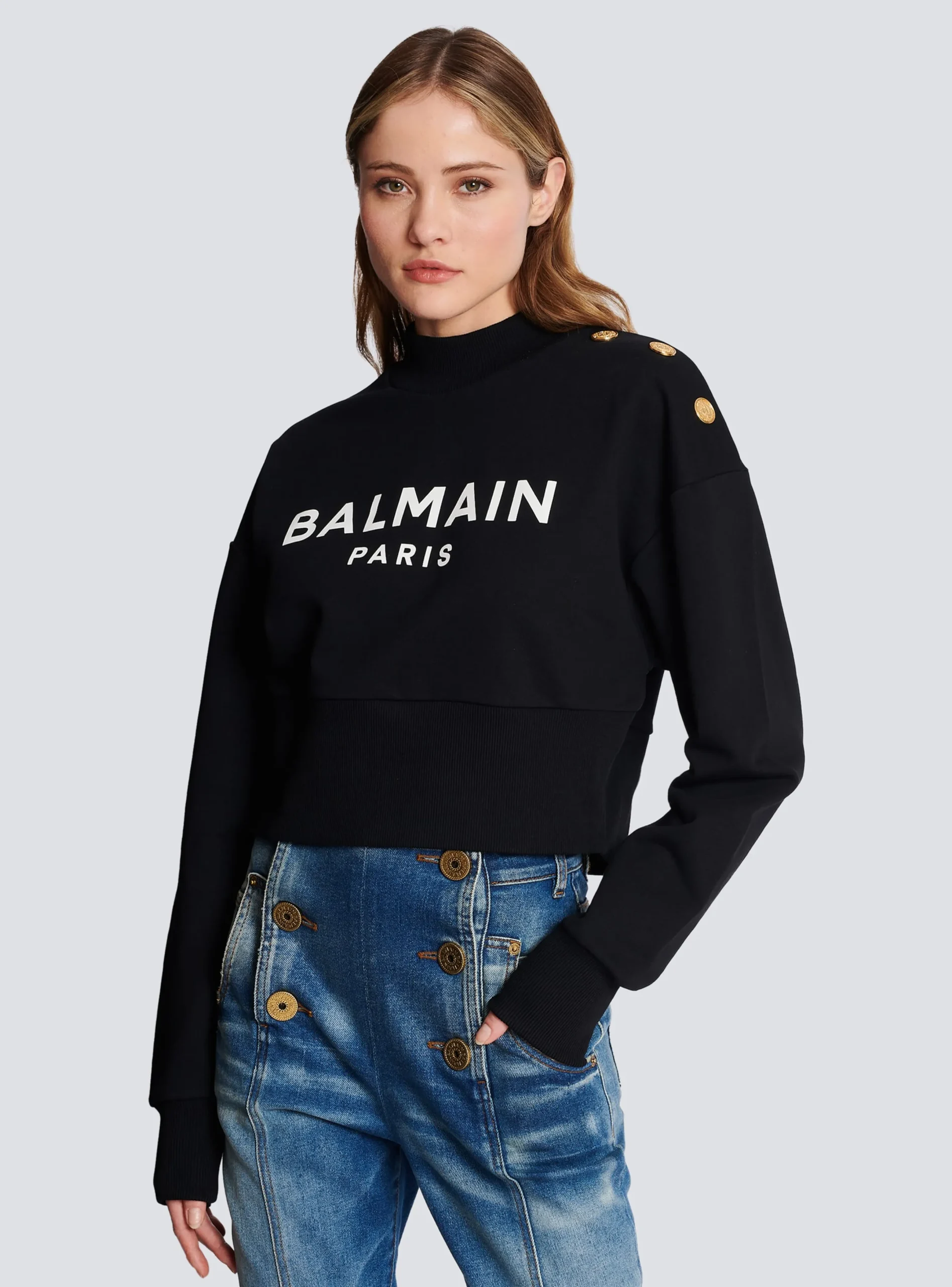 Fashion Eco-responsible Cotton Cropped Sweatshirt With Logo Print Women Sweatshirts