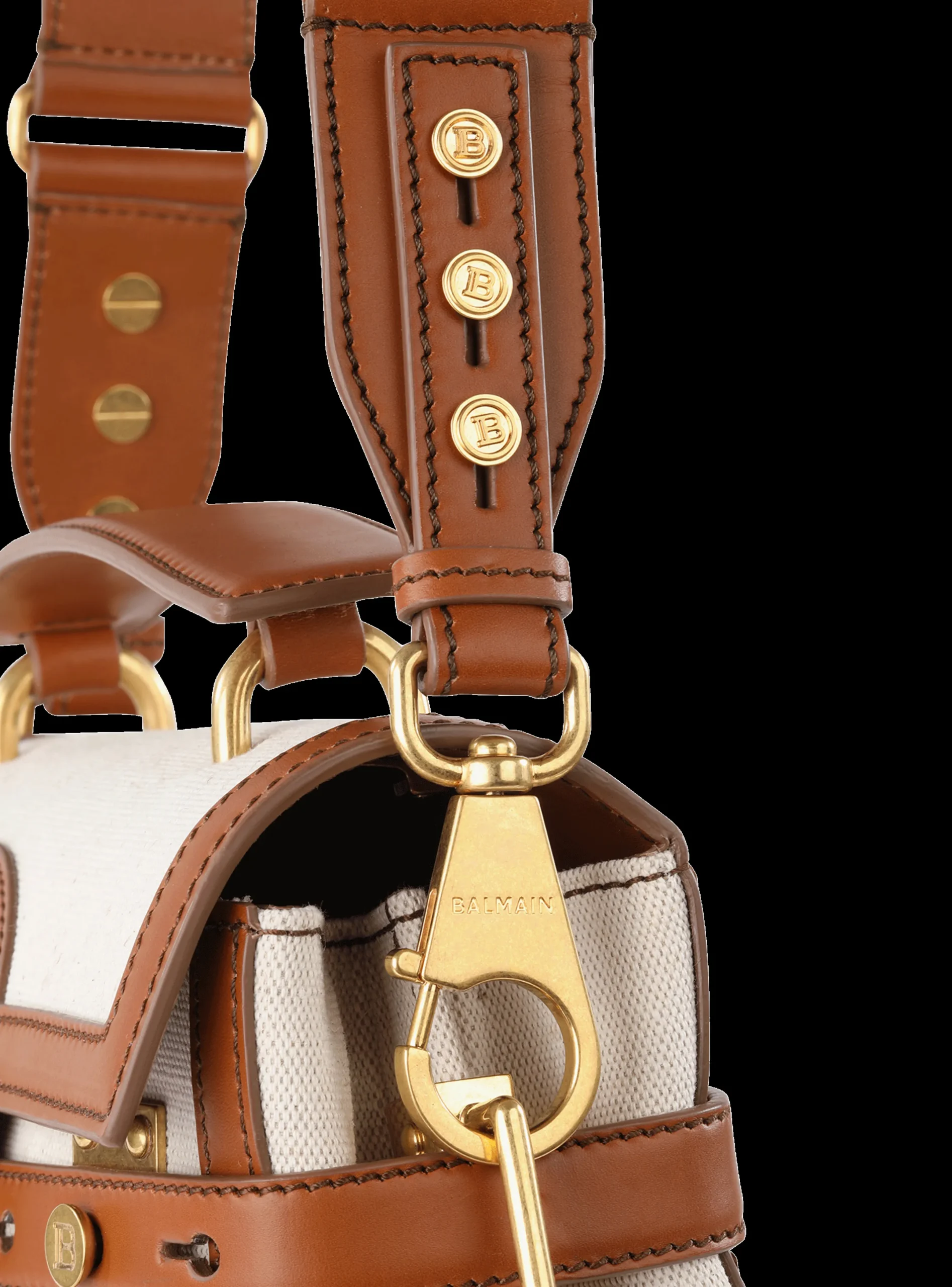 Outlet Ecru Canvas B-Buzz 23 Bag With Brown Leather Panels Women Crossbody Bags|Handbags