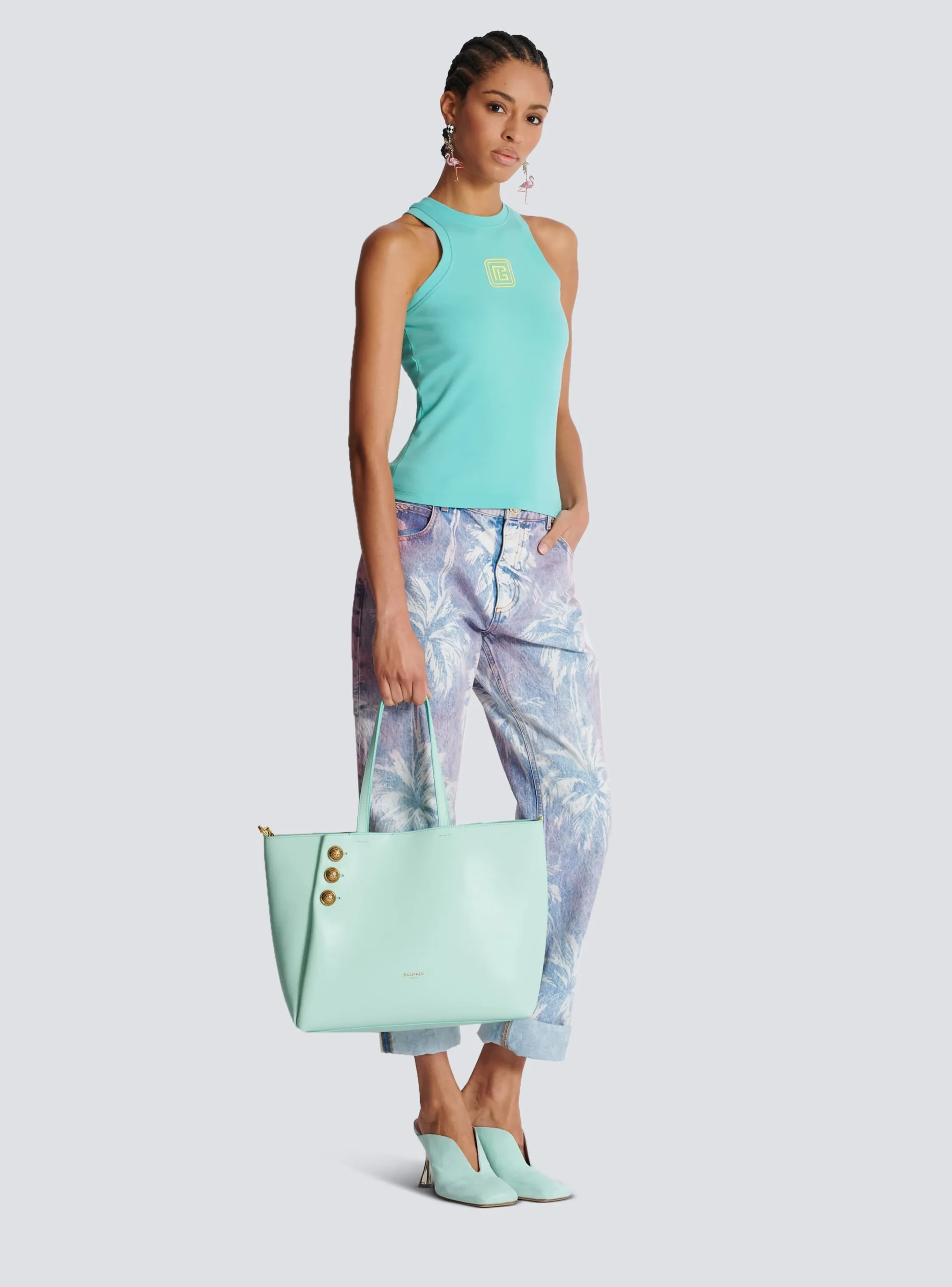 Shop Emblème Grained Calfskin Tote Bag Women Tote Bags|Shoulder Bags