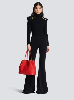 Discount Embl&egrave;me Grained Leather Tote Bag Women Tote Bags|Shoulder Bags