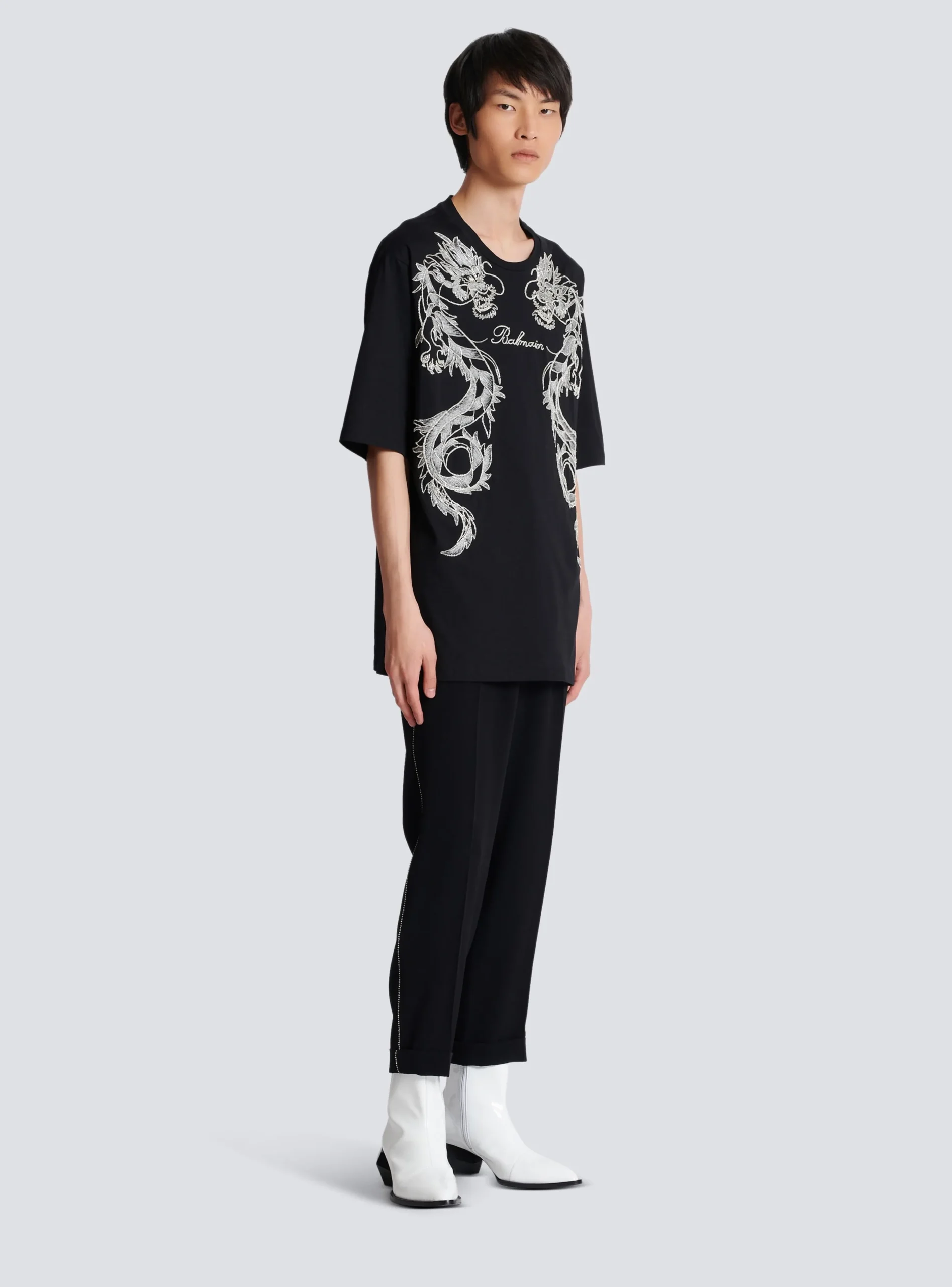 Cheap Embroidered Dragon T-shirt With Rhinestones T-Shirts