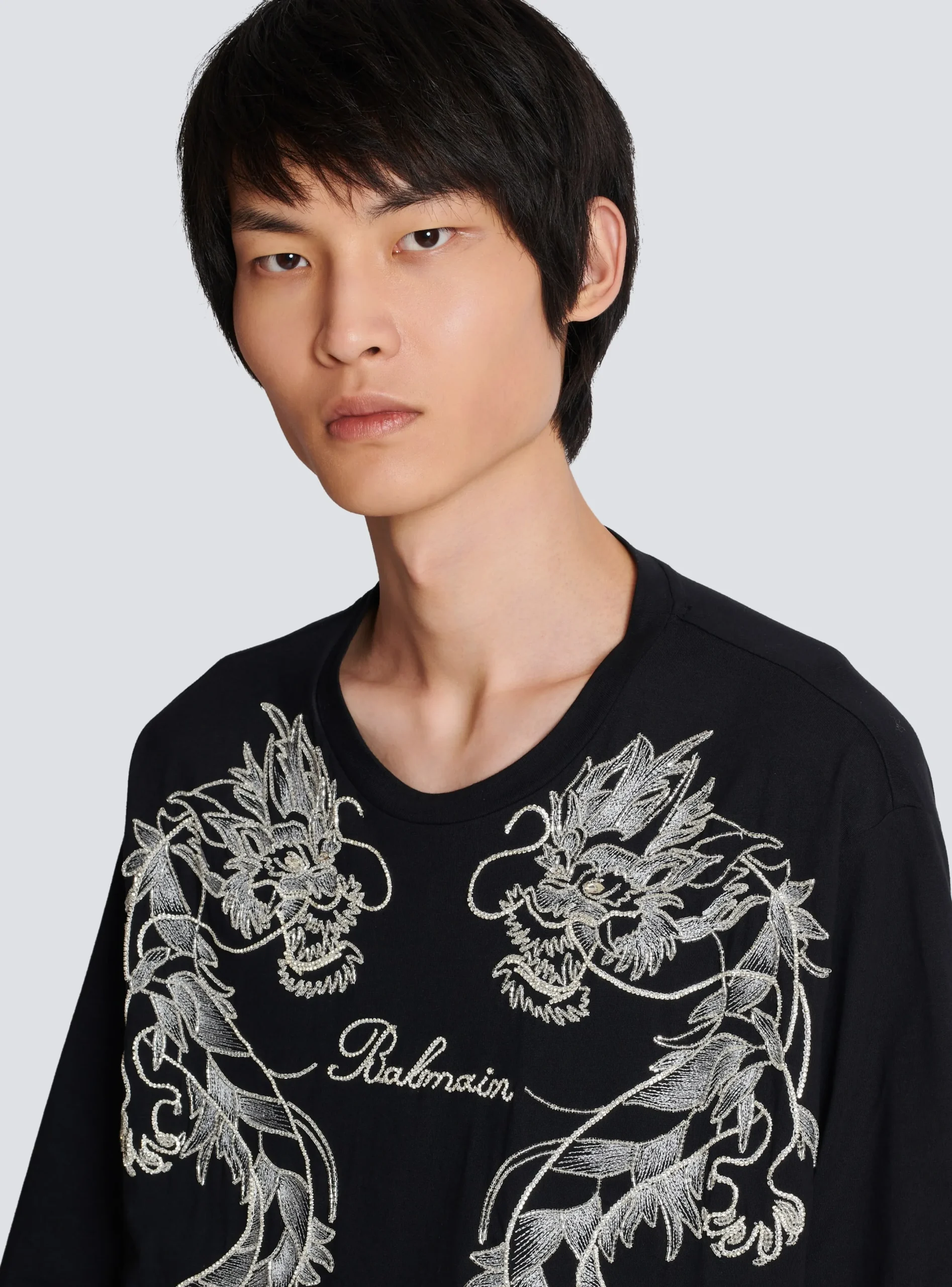 Cheap Embroidered Dragon T-shirt With Rhinestones T-Shirts
