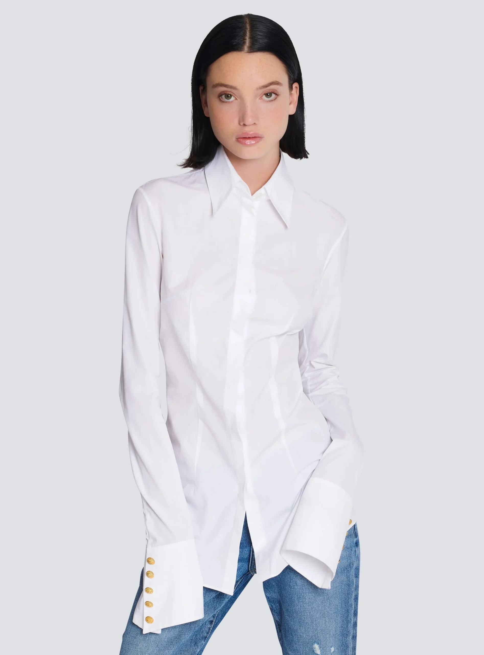 Best Sale Fitted Poplin Shirt Women Tops And Shirts