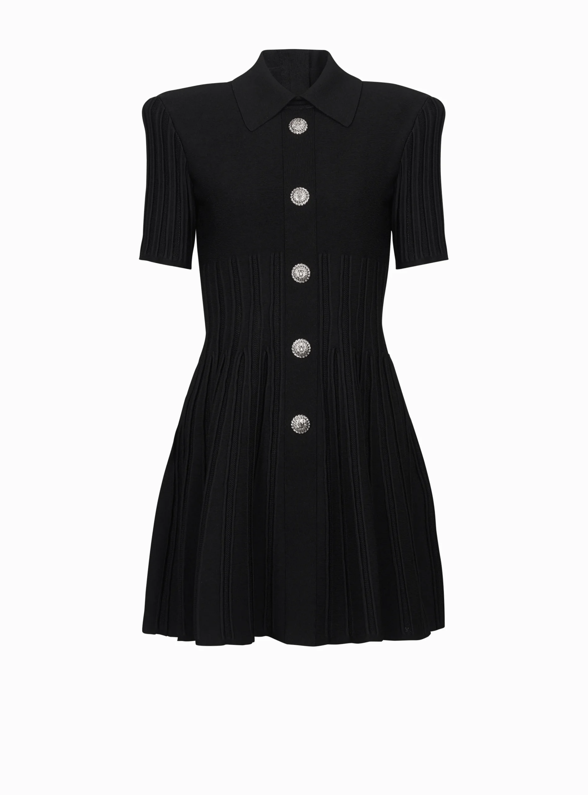 New Flared Knit Dress With Buttons Women Dresses