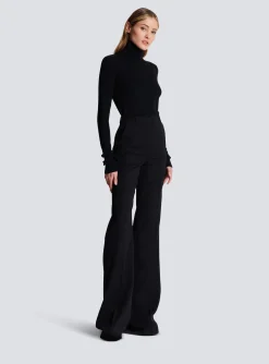 Best Sale Flared Trousers With Creases Women Trousers And Shorts