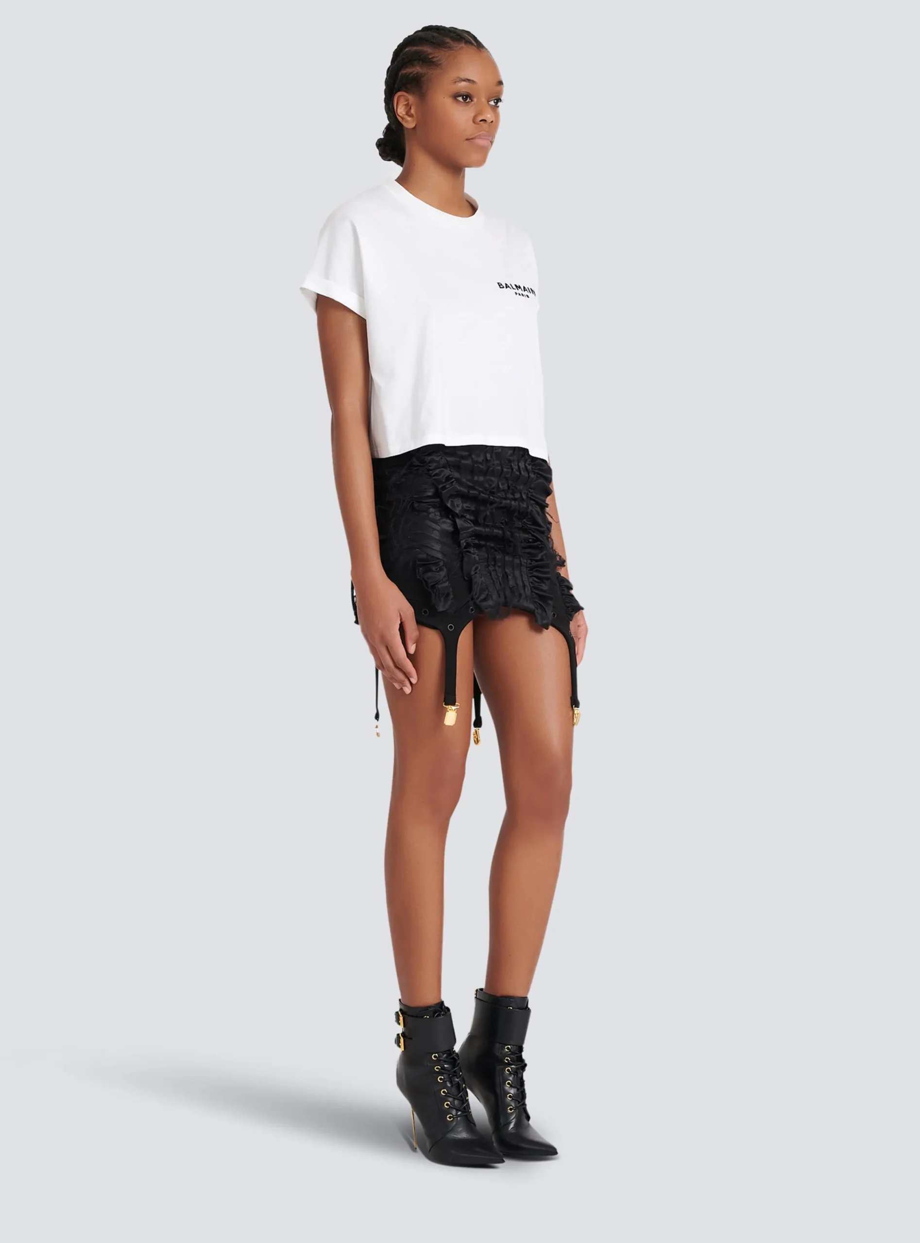 Flash Sale Flocked Paris Cropped T-Shirt Women T-Shirts