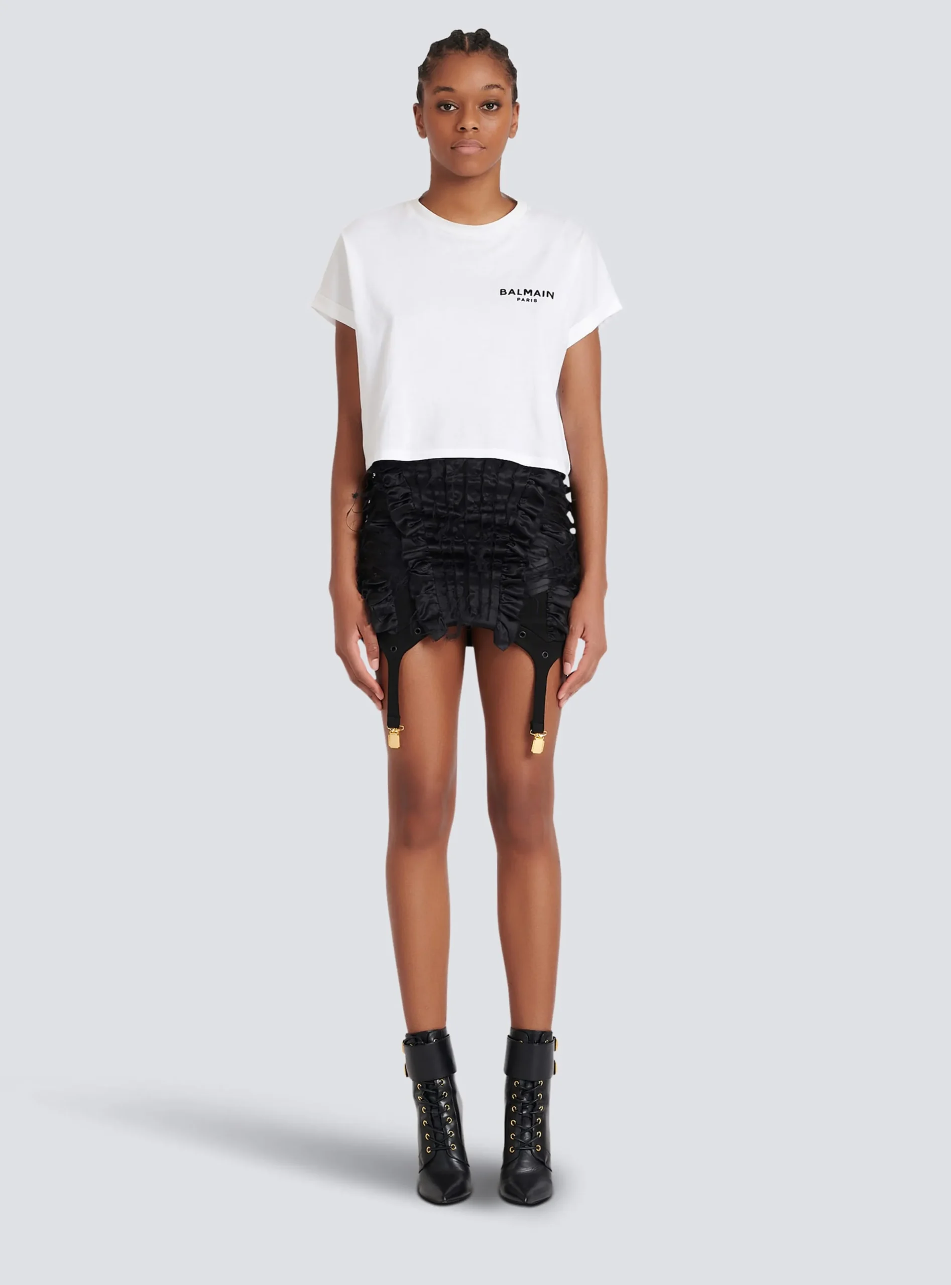 Flash Sale Flocked Paris Cropped T-Shirt Women T-Shirts