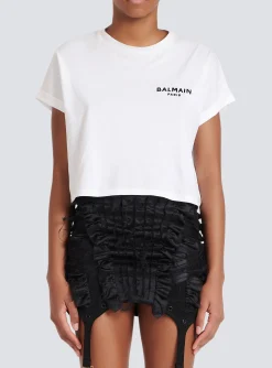 Flash Sale Flocked Paris Cropped T-Shirt Women T-Shirts