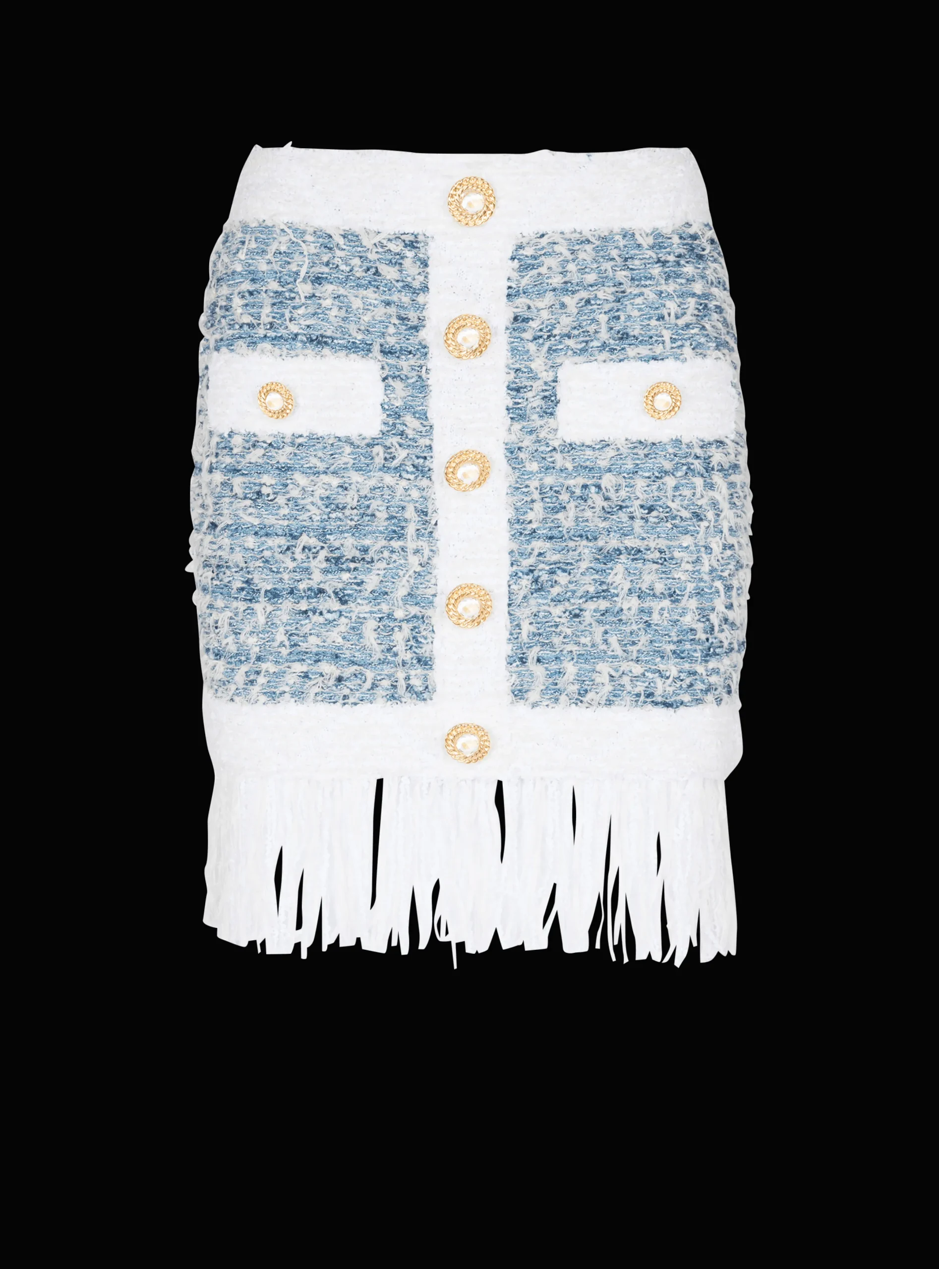 Sale Fringed Denim Tweed Skirt Women Skirts