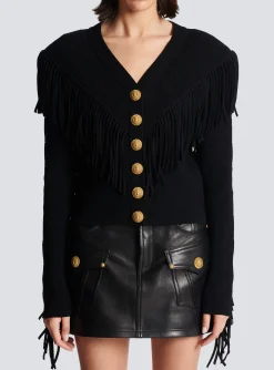 Online Fringed Fine Knit Cardigan Women Knitwear
