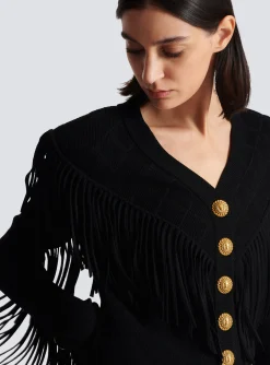 Online Fringed Fine Knit Cardigan Women Knitwear