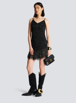 Sale Fringed Lurex Tweed Dress Women Dresses