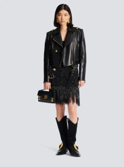 Outlet Fringed Lurex Tweed Skirt Women Skirts