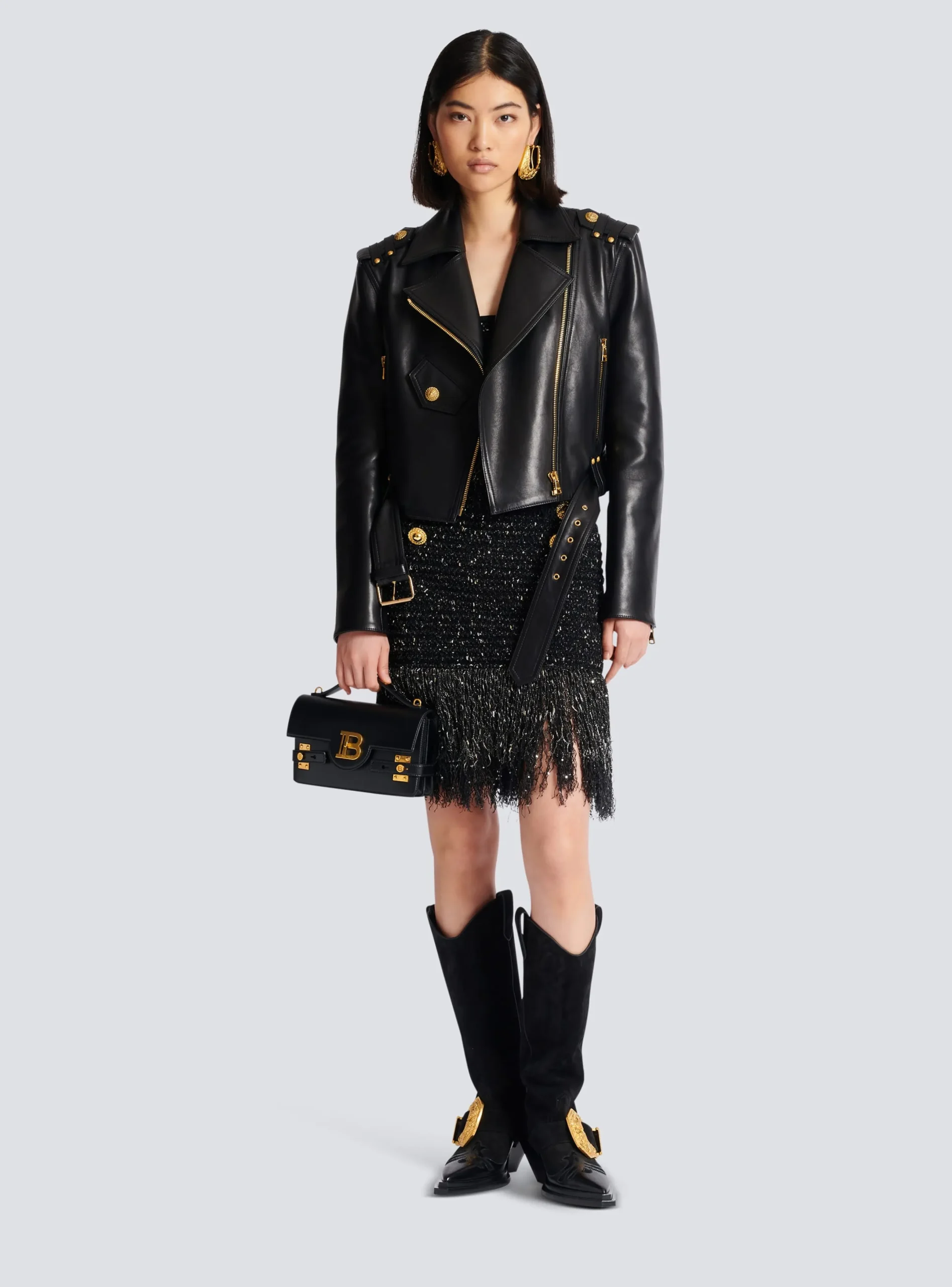 Outlet Fringed Lurex Tweed Skirt Women Skirts
