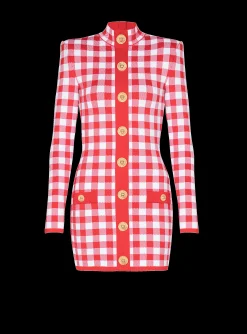 Shop Gingham Fine Knit Dress Women Knitwear|Dresses