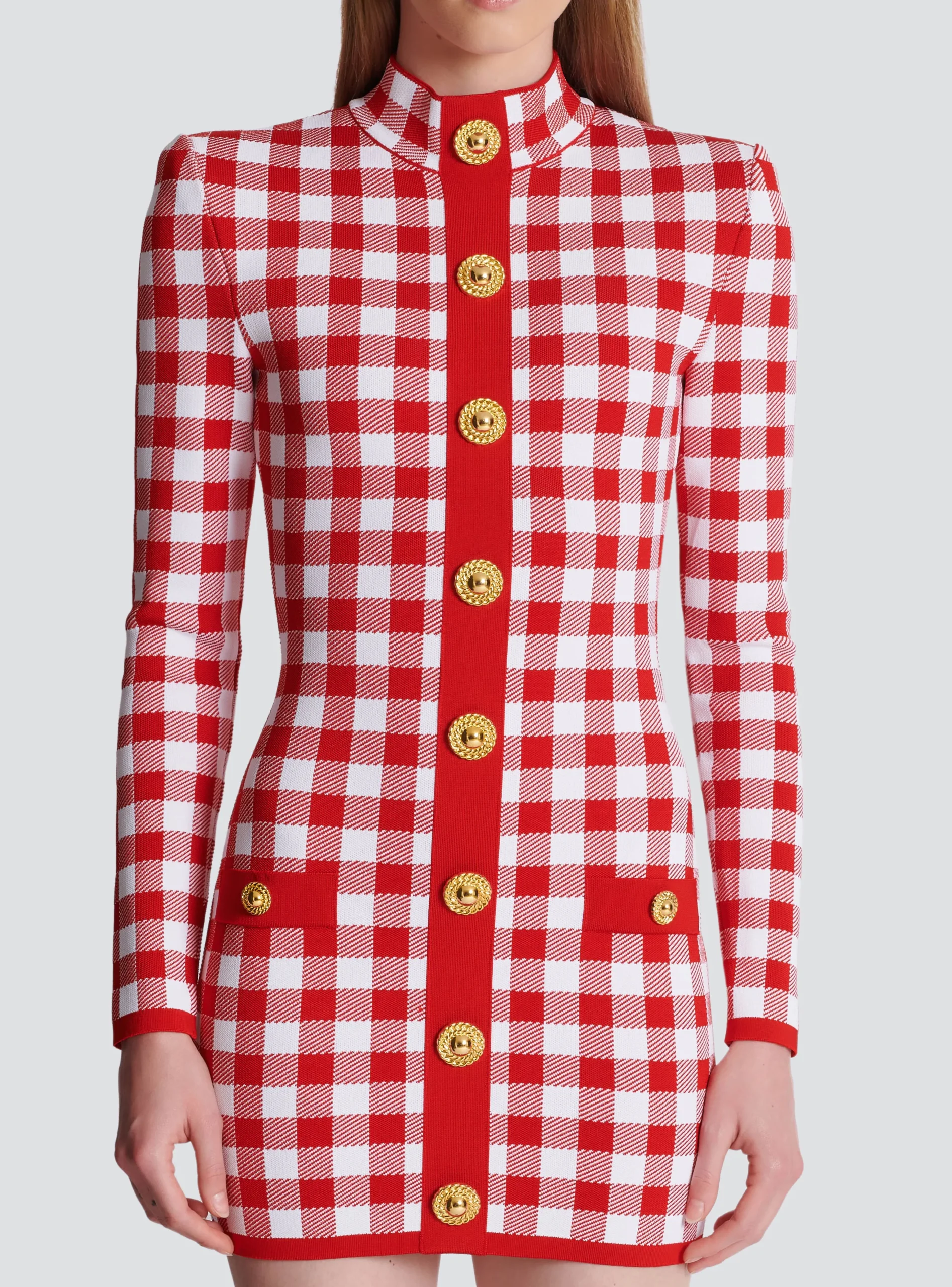 Shop Gingham Fine Knit Dress Women Knitwear|Dresses