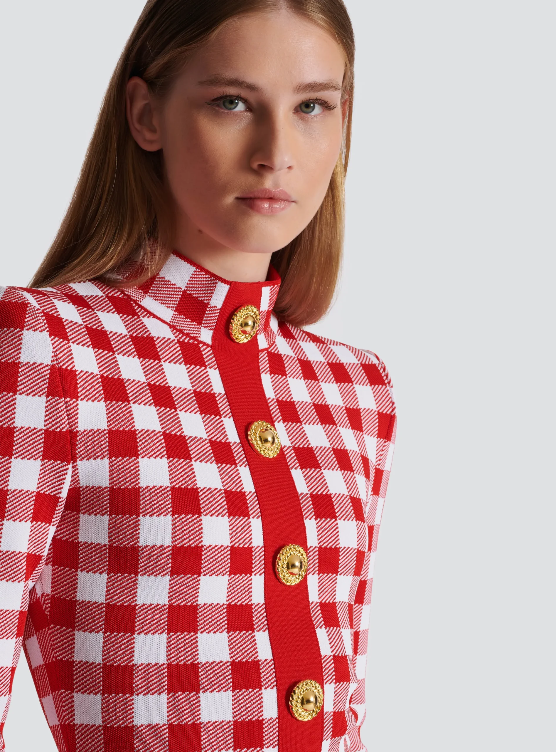 Shop Gingham Fine Knit Dress Women Knitwear|Dresses