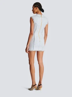 Cheap Gingham Tweed Dress Women Dresses