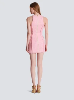 Cheap Gingham Tweed Dress Women Dresses