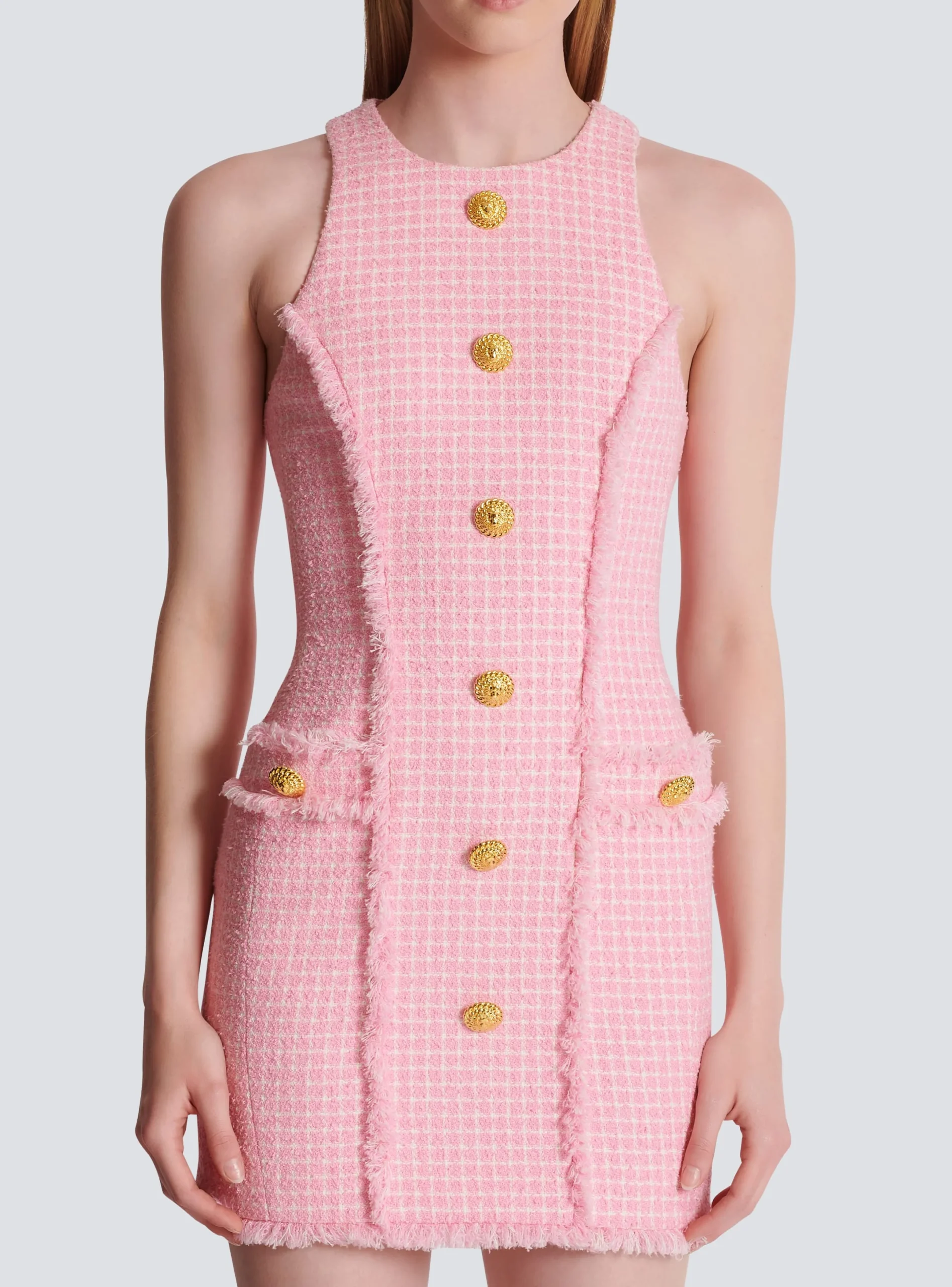 Cheap Gingham Tweed Dress Women Dresses