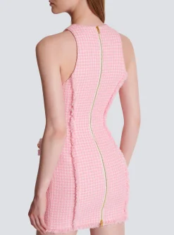 Cheap Gingham Tweed Dress Women Dresses