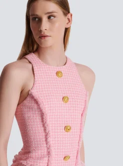 Cheap Gingham Tweed Dress Women Dresses