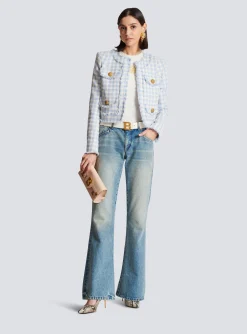 Flash Sale Gingham Tweed Jacket Women Jackets And Blazers