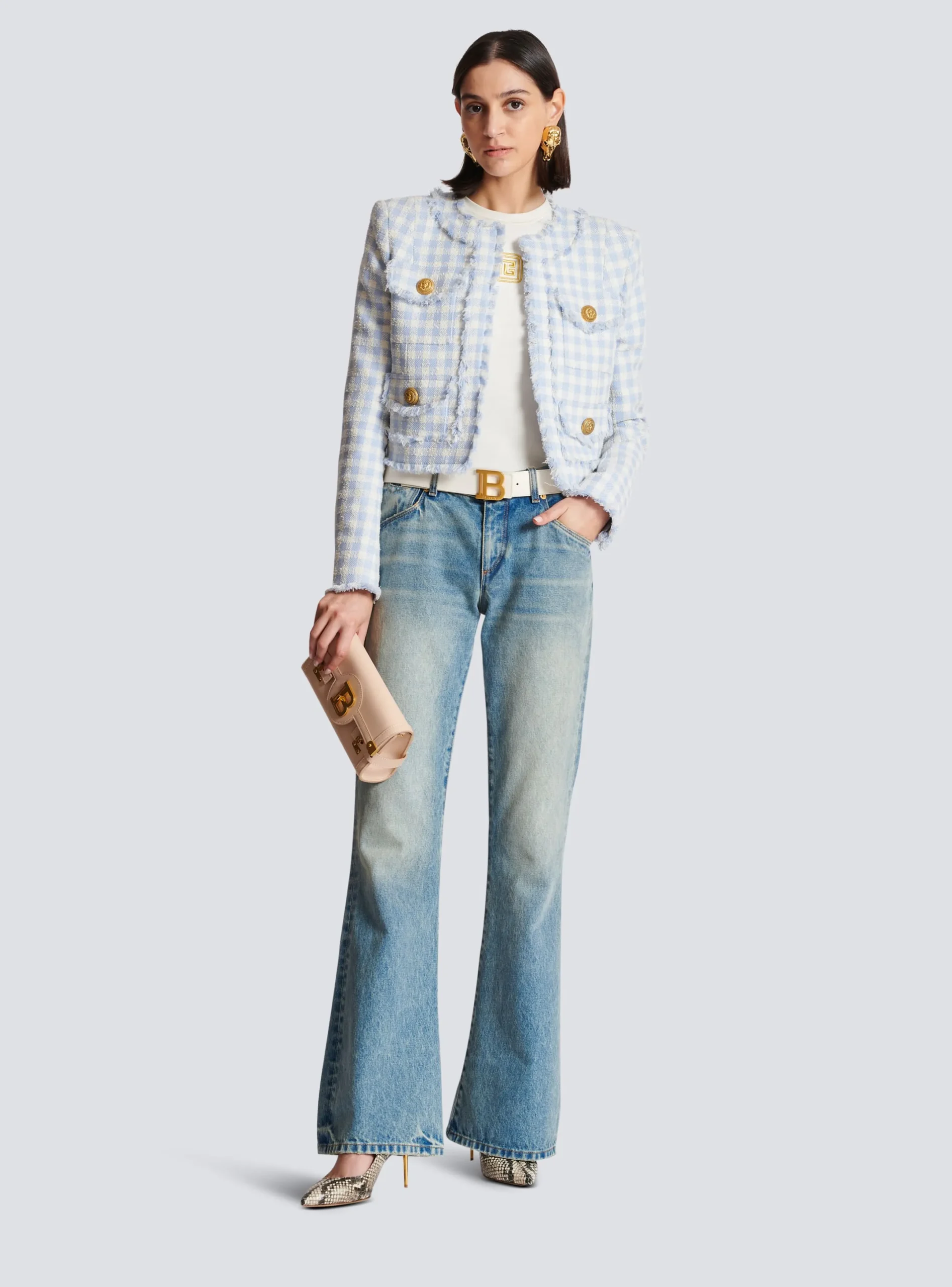 Flash Sale Gingham Tweed Jacket Women Jackets And Blazers