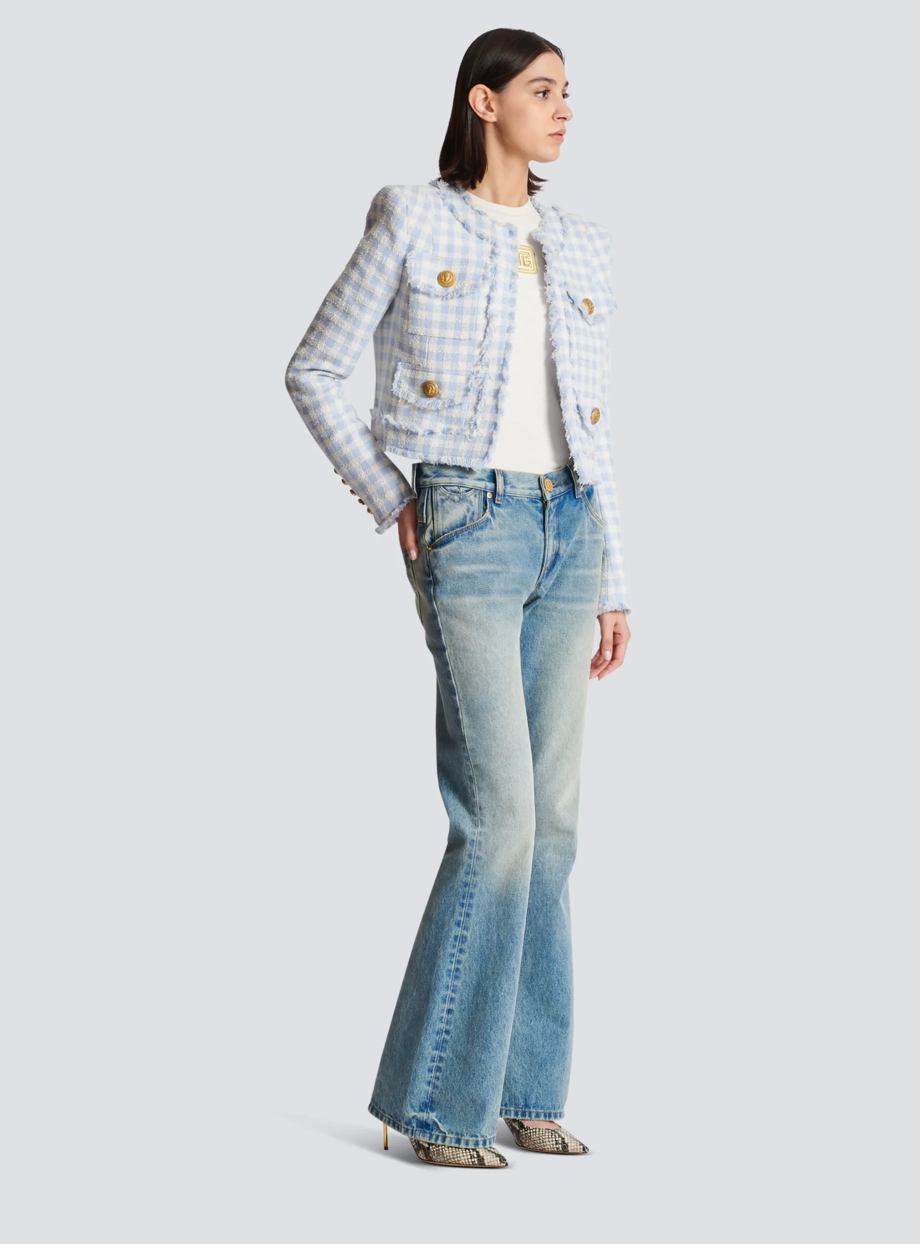 Flash Sale Gingham Tweed Jacket Women Jackets And Blazers
