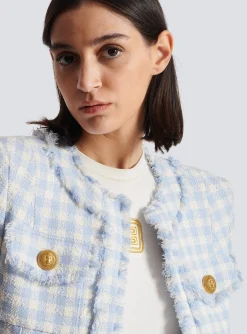 Flash Sale Gingham Tweed Jacket Women Jackets And Blazers