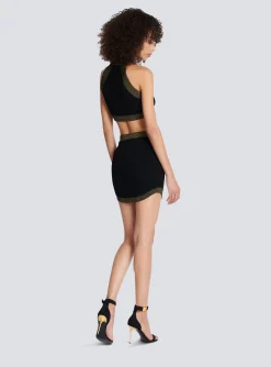 Hot Gold-trimmed Knit Crop Top Women Knitwear|Tops And Shirts
