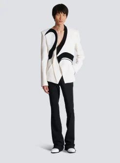 Clearance Graphic Double Crepe Blazer With Inserts Jackets And Blazers