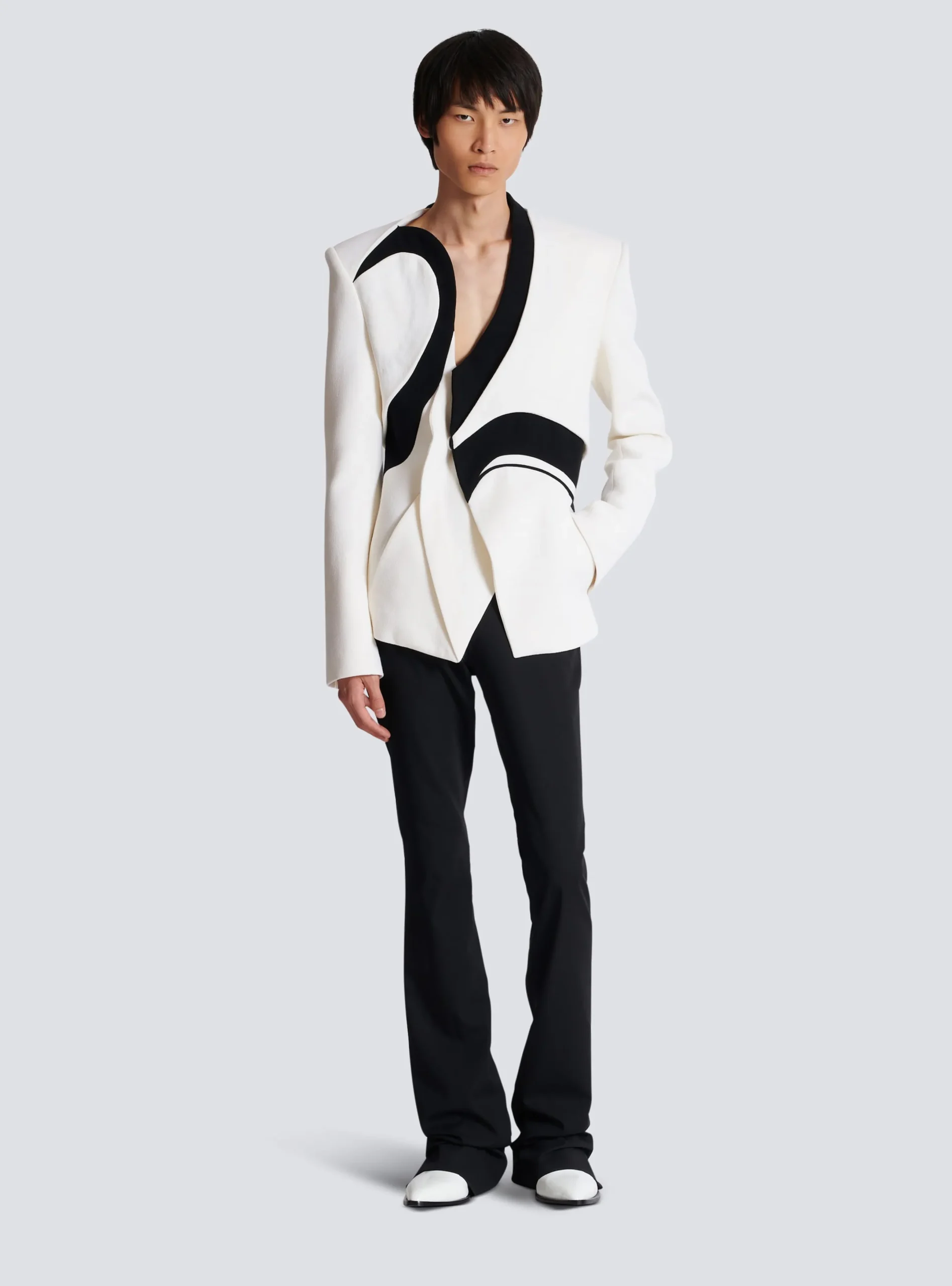 Clearance Graphic Double Crepe Blazer With Inserts Jackets And Blazers