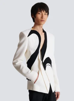 Clearance Graphic Double Crepe Blazer With Inserts Jackets And Blazers