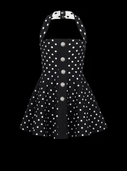 Outlet Halterneck Dress In A Polka-dot Jacquard Knit Women Knitwear|Dresses