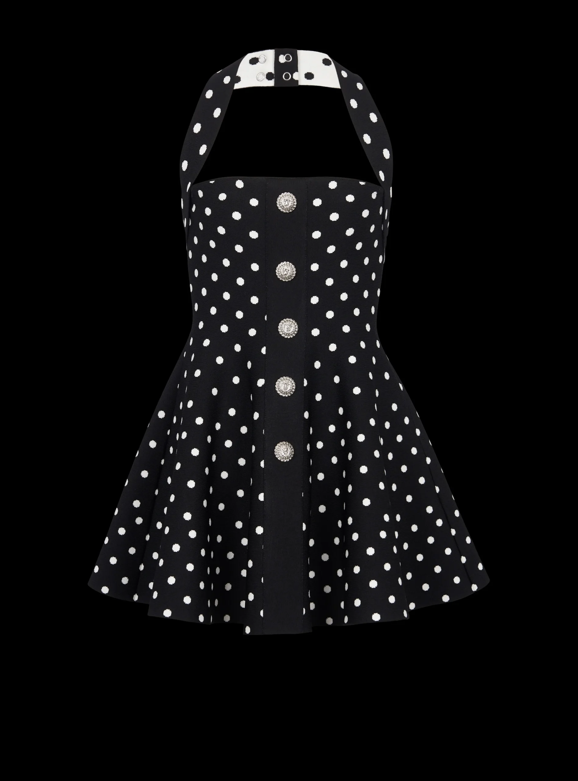 Outlet Halterneck Dress In A Polka-dot Jacquard Knit Women Knitwear|Dresses
