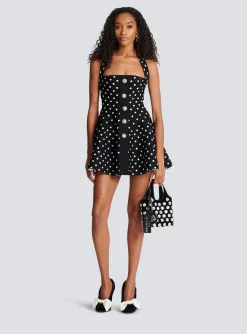 Outlet Halterneck Dress In A Polka-dot Jacquard Knit Women Knitwear|Dresses