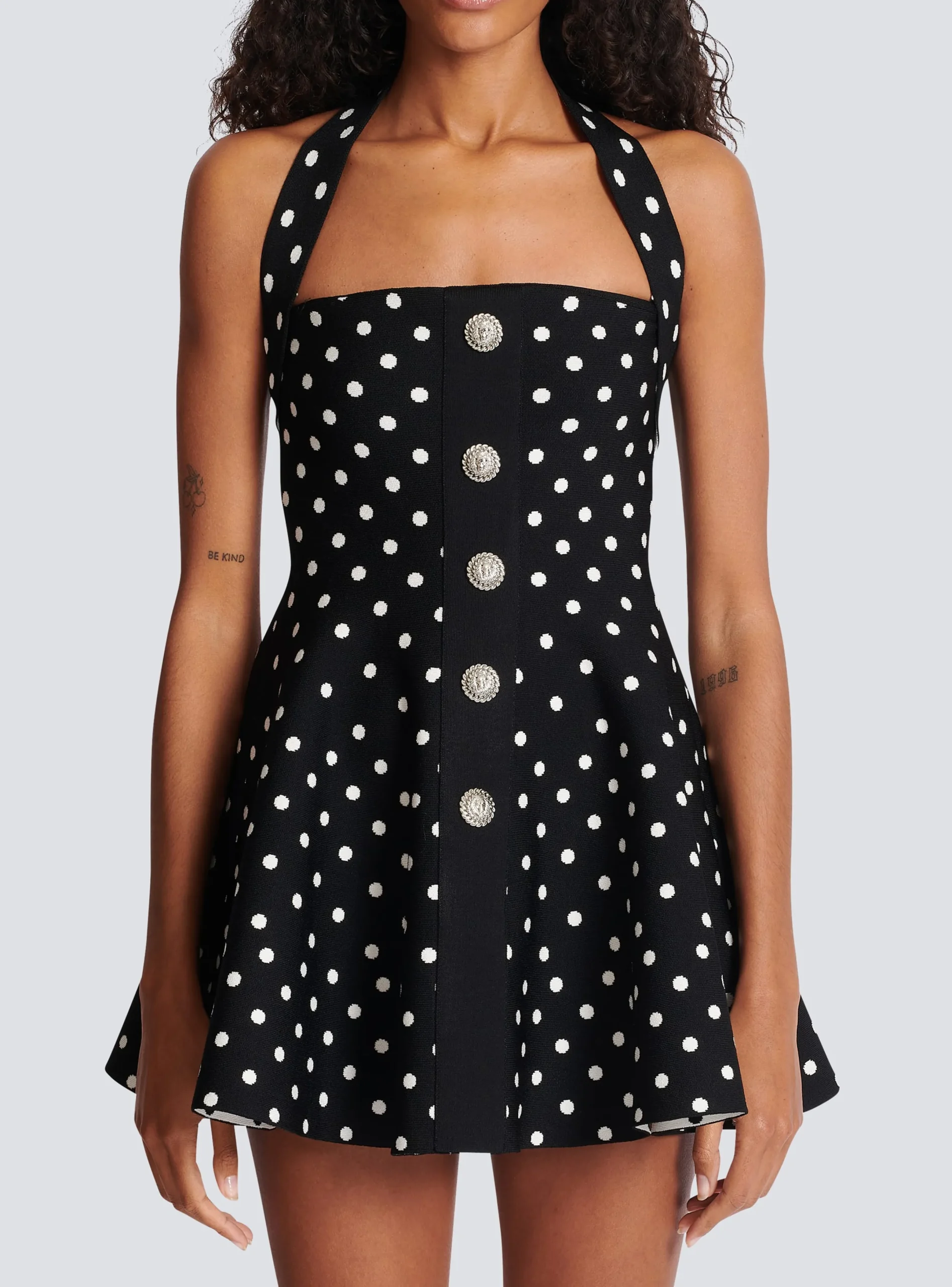 Outlet Halterneck Dress In A Polka-dot Jacquard Knit Women Knitwear|Dresses