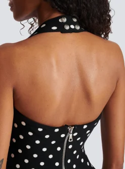 Outlet Halterneck Dress In A Polka-dot Jacquard Knit Women Knitwear|Dresses