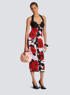 Cheap Halterneck Dress In Roses Jacquard Knit Women Dresses|Knitwear